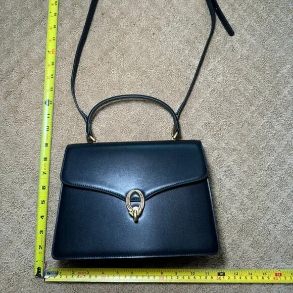 Retro Style Leather L'Festin Top Handle Shoudler Bag with Gold Hardware - Black - Picture 2 of 11